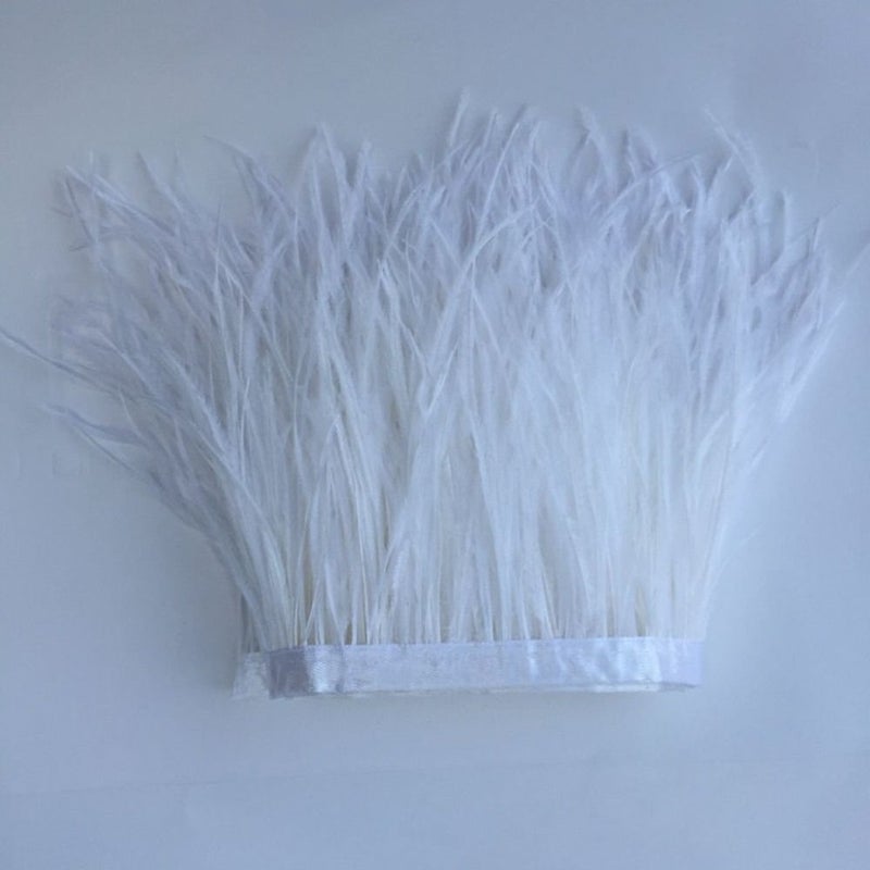 KOLIGHT Pack of 2 Yards Natural Dyed Ostrich Feathers Trim Fringe 4~5inch for DIY Dress Sewing Crafts Costumes Decoration (White) - Image 2